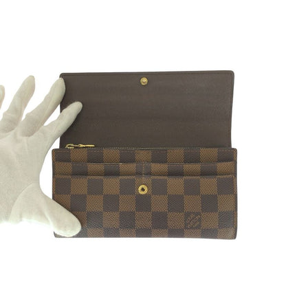 Louis Vuitton Damier Ebene Portefeuille Sarah Brown Gold