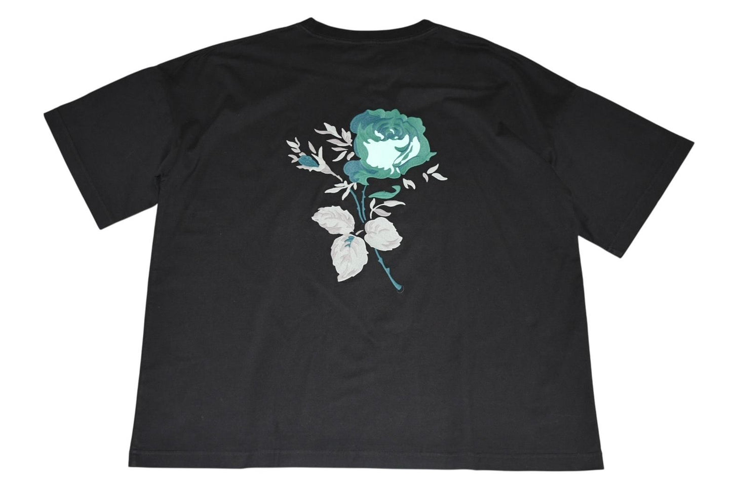 Dior Jardin Short Sleeve T-Shirt Logo Embroidery Cotton Black Turquoise Blue XXL — view 2