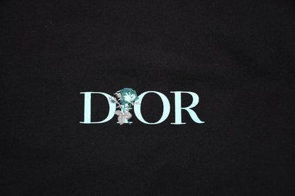 Dior Jardin Short Sleeve T-Shirt Logo Embroidery Cotton Black Turquoise Blue XXL — view 5