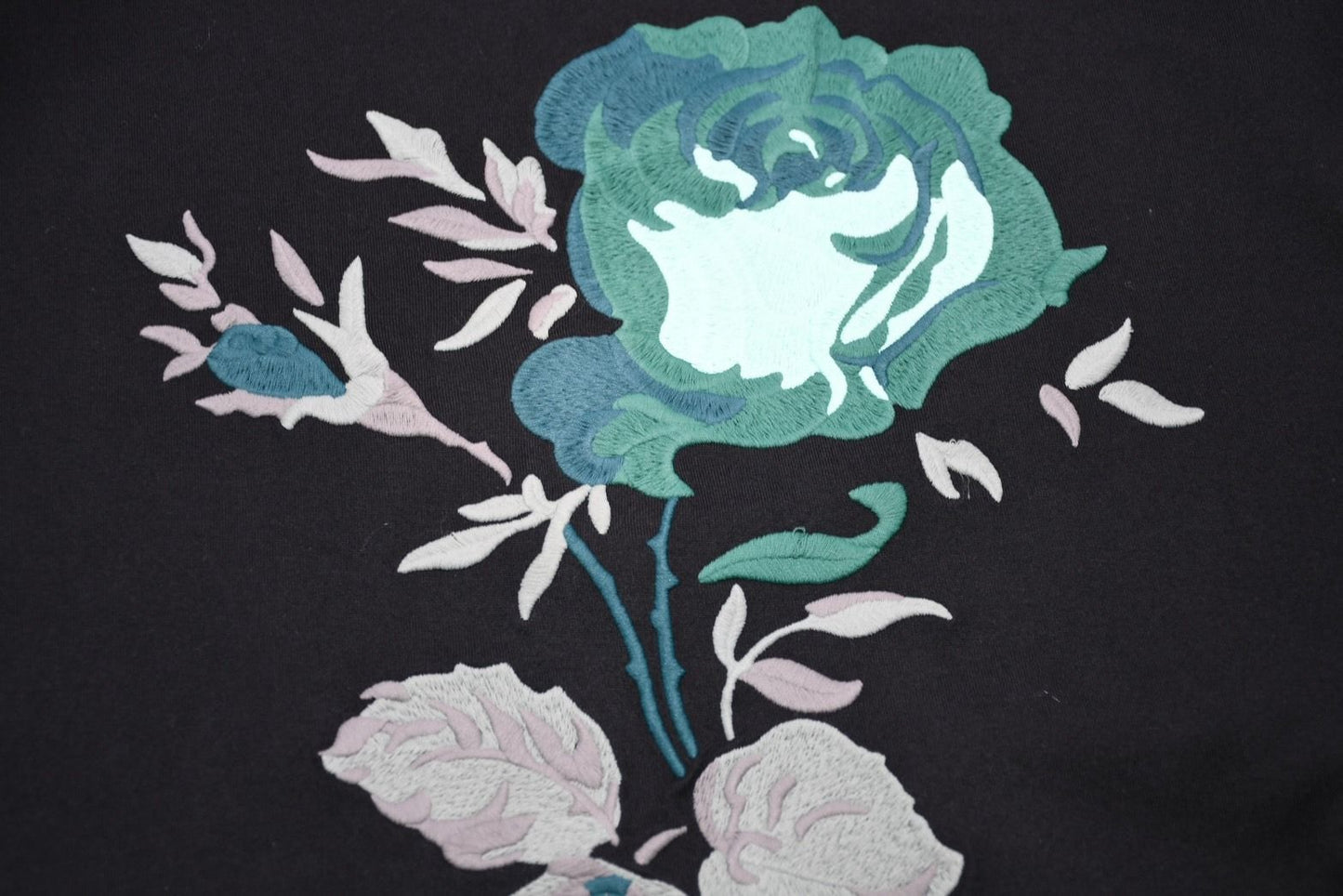 Dior Jardin Short Sleeve T-Shirt Logo Embroidery Cotton Black Turquoise Blue XXL — view 7