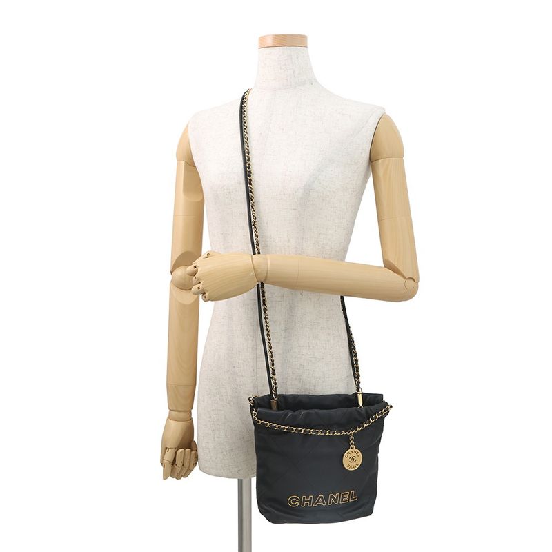 Chanel Handbag 22 Mini CC Logo Caviar Leather 2-Way