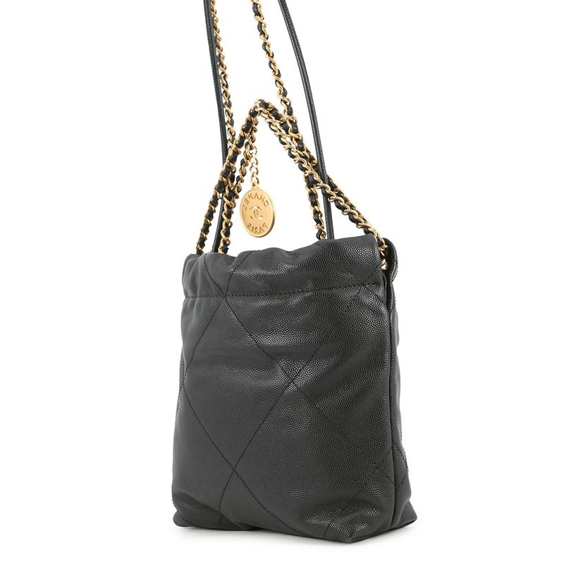 Chanel Handbag 22 Mini CC Logo Caviar Leather 2-Way