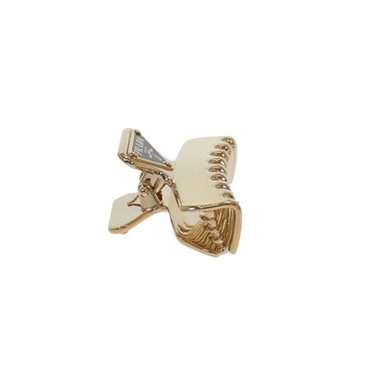 Prada Hair Clip Metal Gold Black Triangle Logo