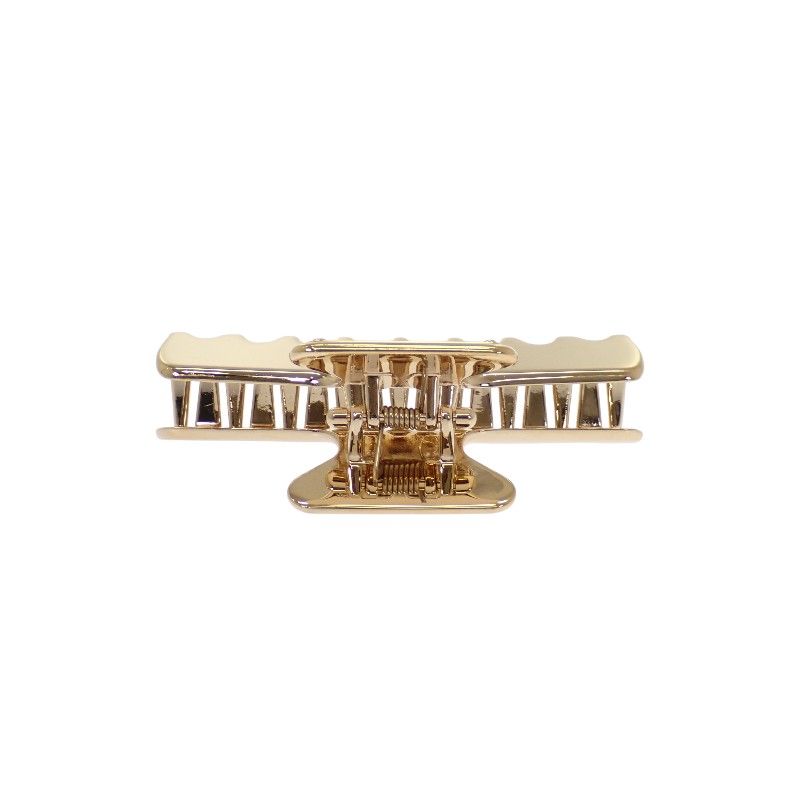 Prada Hair Clip Metal Gold Black Triangle Logo