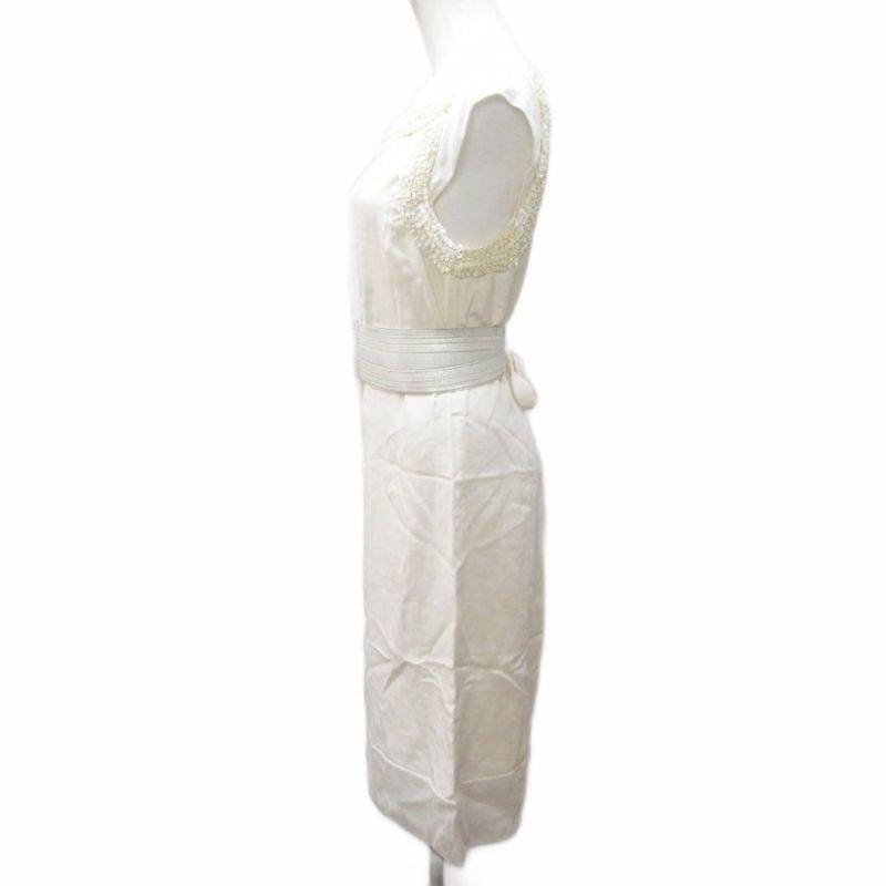 Loewe Dress Bijou Decorative Silk Contrast Tulle Boat Neck Short Sleeve Long