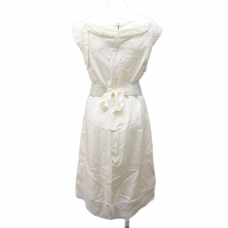 Loewe Dress Bijou Decorative Silk Contrast Tulle Boat Neck Short Sleeve Long