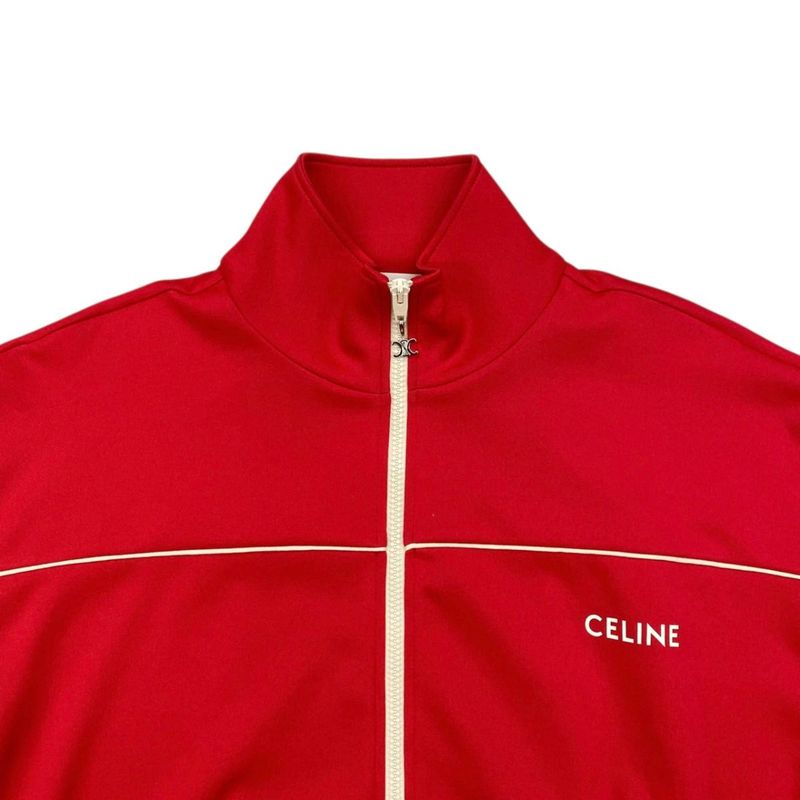 Celine Jacket Zip Up Track XS Polyester Logo Red