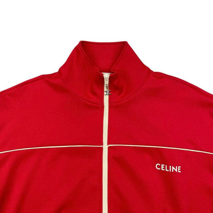 Celine Jacket Zip Up Track XS Polyester Logo Red