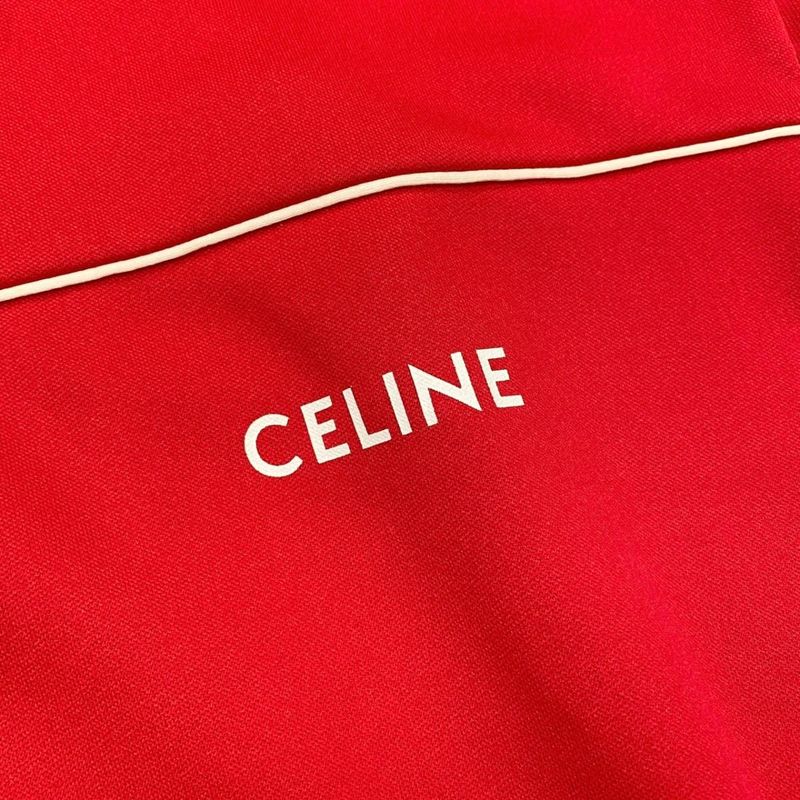 Celine Jacket Zip Up Track XS Polyester Logo Red