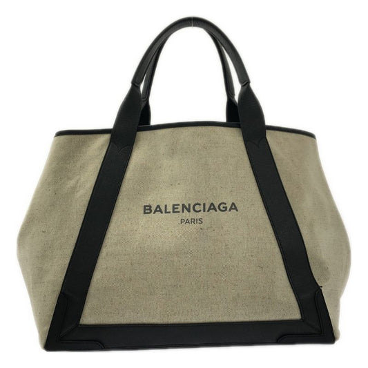 Balenciaga Navy Cabas M Logo Tote Black Beige