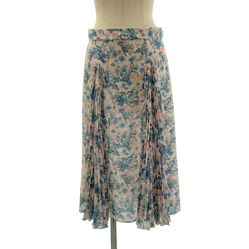 Prada Pleated Contrast All Over Pattern Long Skirt White