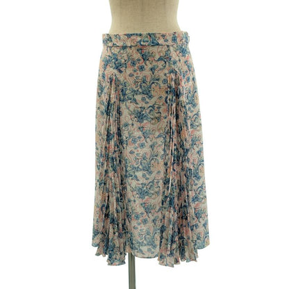 Prada Pleated Contrast All Over Pattern Long Skirt White