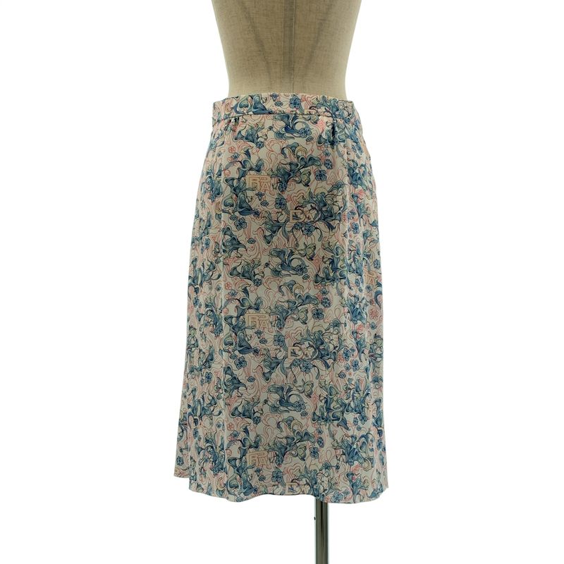 Prada Pleated Contrast All Over Pattern Long Skirt White