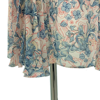 Prada Pleated Contrast All Over Pattern Long Skirt White