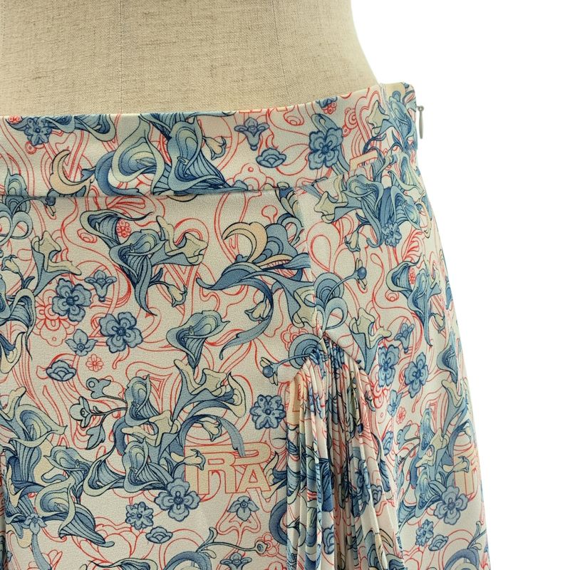 Prada Pleated Contrast All Over Pattern Long Skirt White