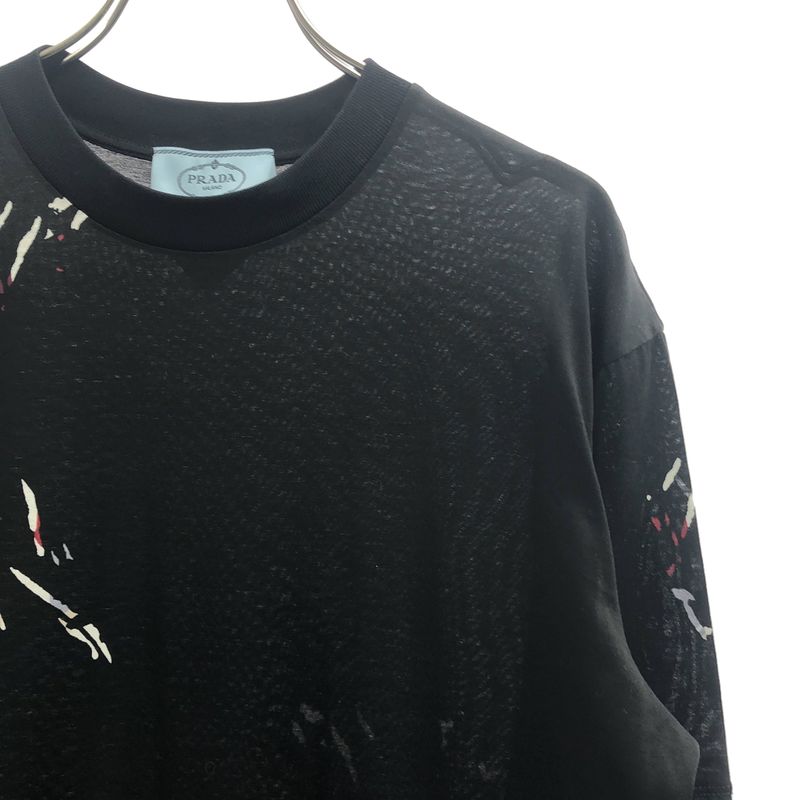 Prada Triangle Logo Patch Lip Print Contrast Dress S White