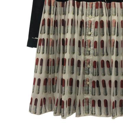Prada Triangle Logo Patch Lip Print Contrast Dress S White