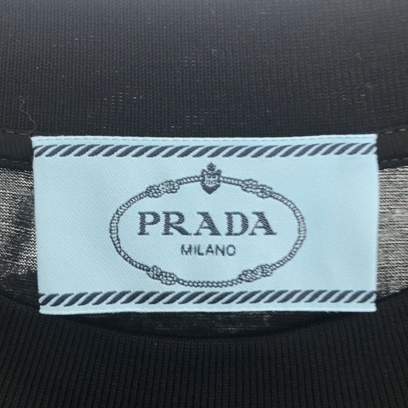 Prada Triangle Logo Patch Lip Print Contrast Dress S White