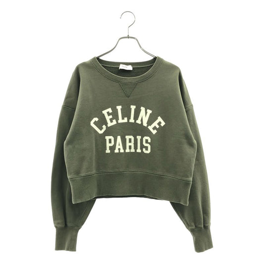 Celine Logo Cropped Sweatshirt Trainer Back Pile S Khaki White