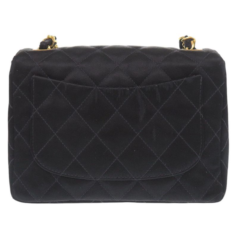 Chanel Mini Quilted Satin Gold Black Shoulder Bag