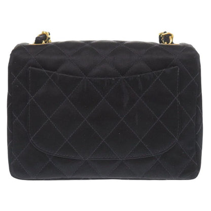 Chanel Mini Quilted Satin Gold Black Shoulder Bag
