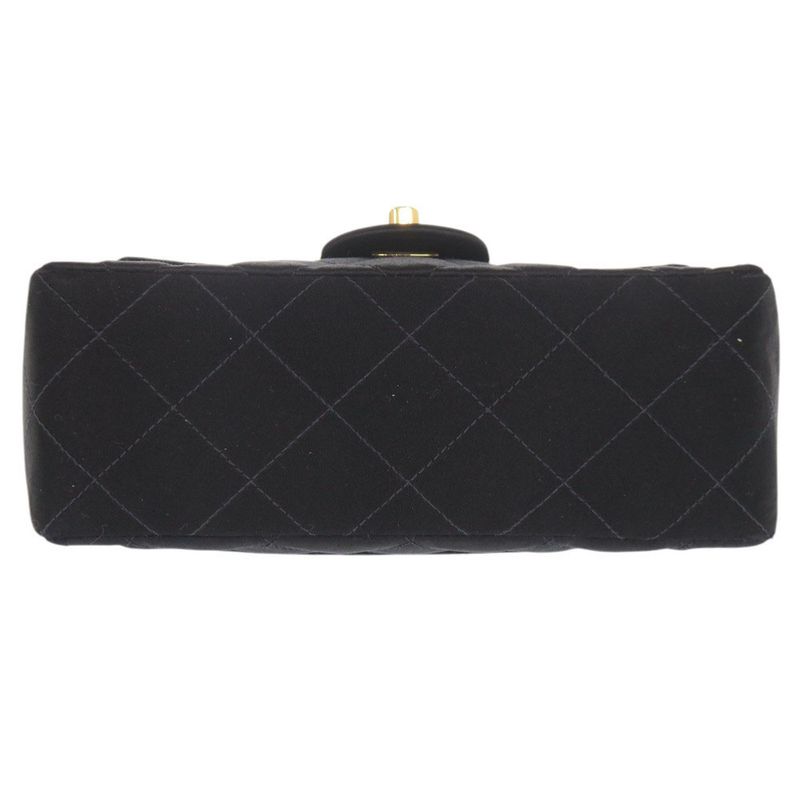 Chanel Mini Quilted Satin Gold Black Shoulder Bag