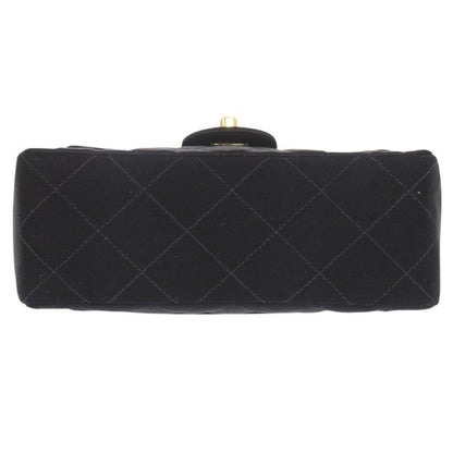 Chanel Mini Quilted Satin Gold Black Shoulder Bag
