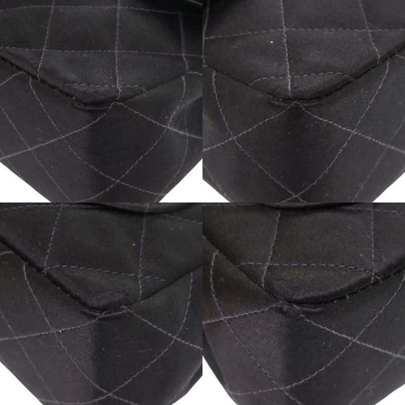 Chanel Mini Quilted Satin Gold Black Shoulder Bag