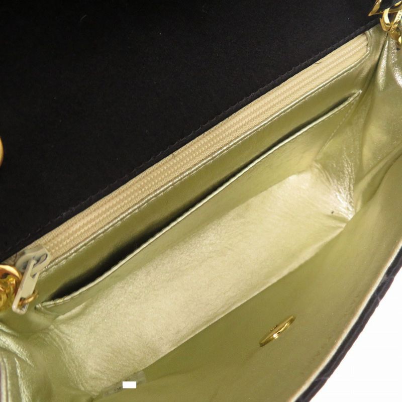 Chanel Mini Quilted Satin Gold Black Shoulder Bag
