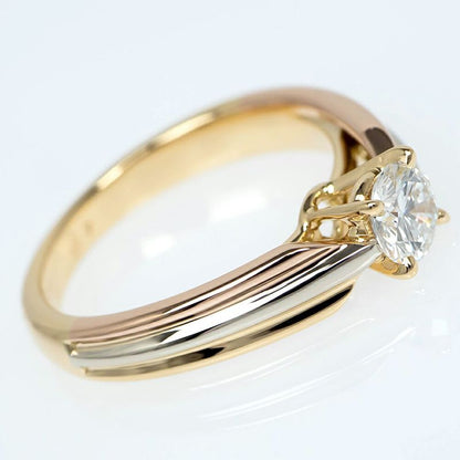 Cartier Trinity Solitaire Ring Diamond WG PG 18K Three