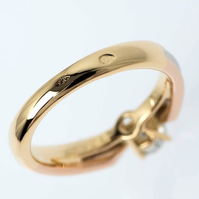 Cartier Trinity Solitaire Ring Diamond WG PG 18K Three