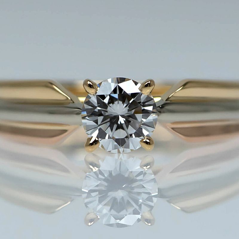 Cartier Trinity Solitaire Ring Diamond WG PG 18K Three
