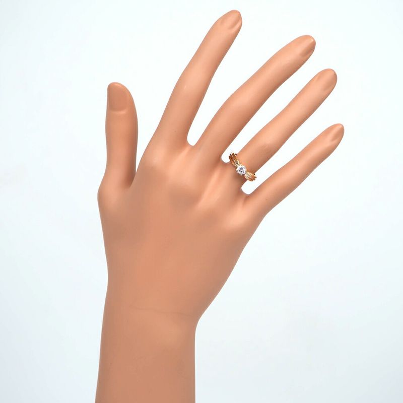 Cartier Trinity Solitaire Ring Diamond WG PG 18K Three