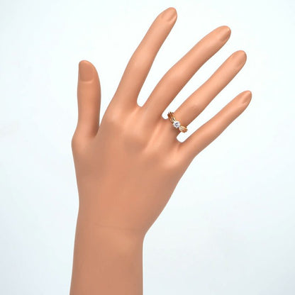 Cartier Trinity Solitaire Ring Diamond WG PG 18K Three