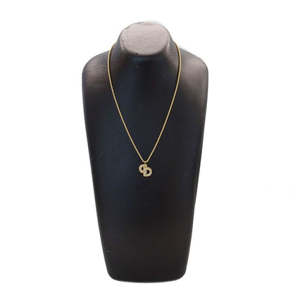 Dior Necklace Rhinestone Logo Gold