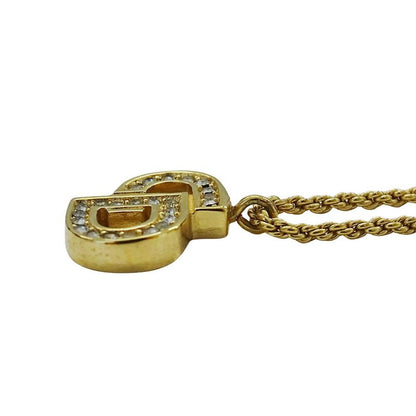 Dior Necklace Rhinestone Logo Gold