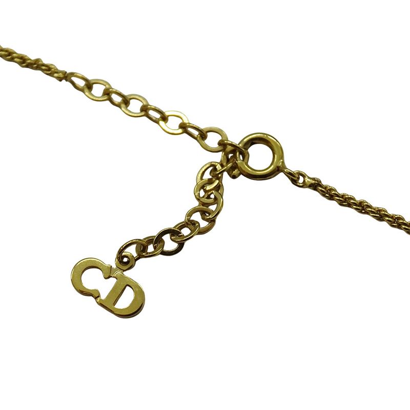 Dior Necklace Rhinestone Logo Gold