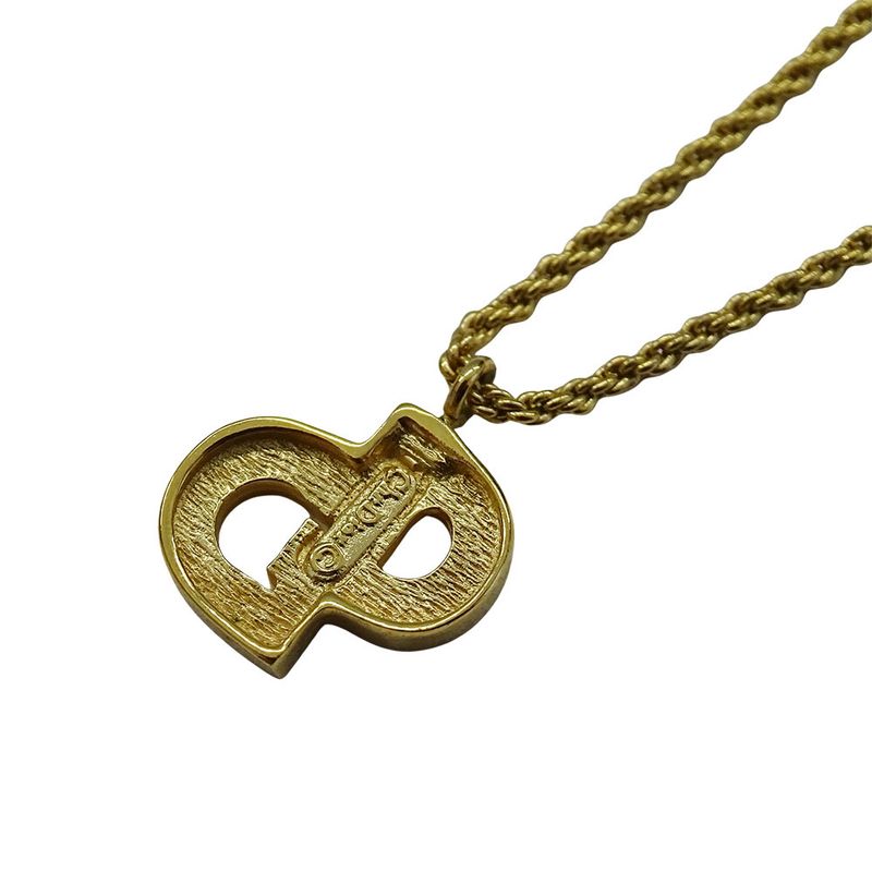 Dior Necklace Rhinestone Logo Gold