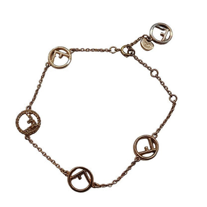Fendi Bracelet Pink Gold FF Logo with Stone