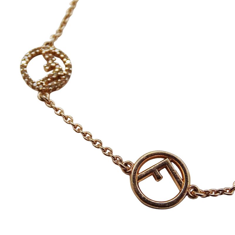 Fendi Bracelet Pink Gold FF Logo with Stone