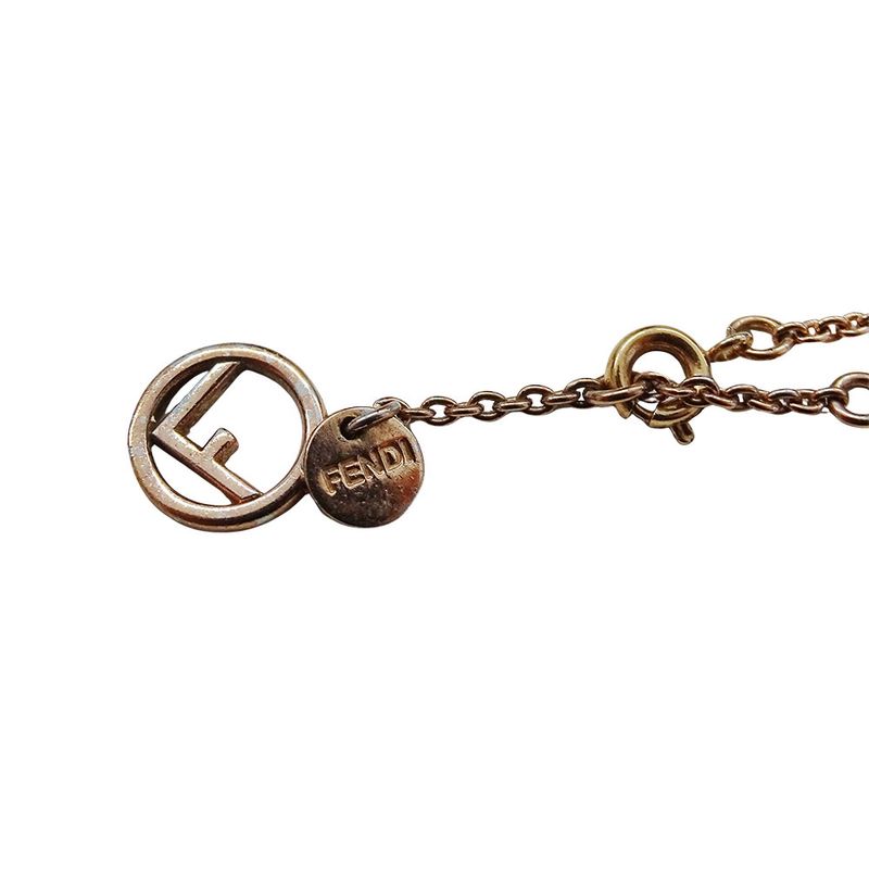 Fendi Bracelet Pink Gold FF Logo with Stone