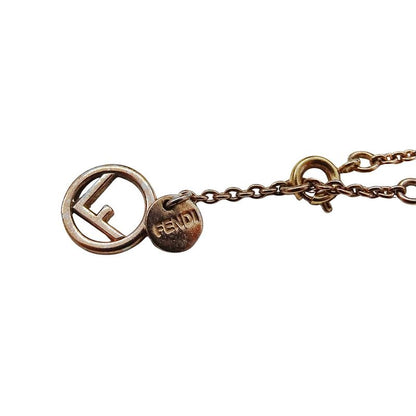 Fendi Bracelet Pink Gold FF Logo with Stone