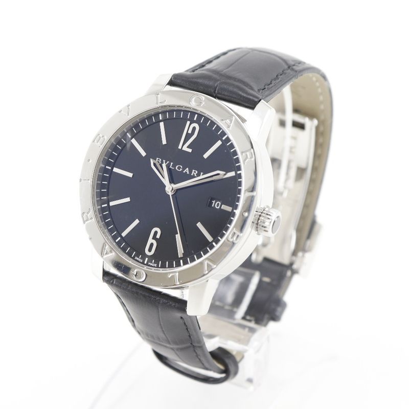 Bvlgari Stainless Steel Leather Automatic Winding Analog