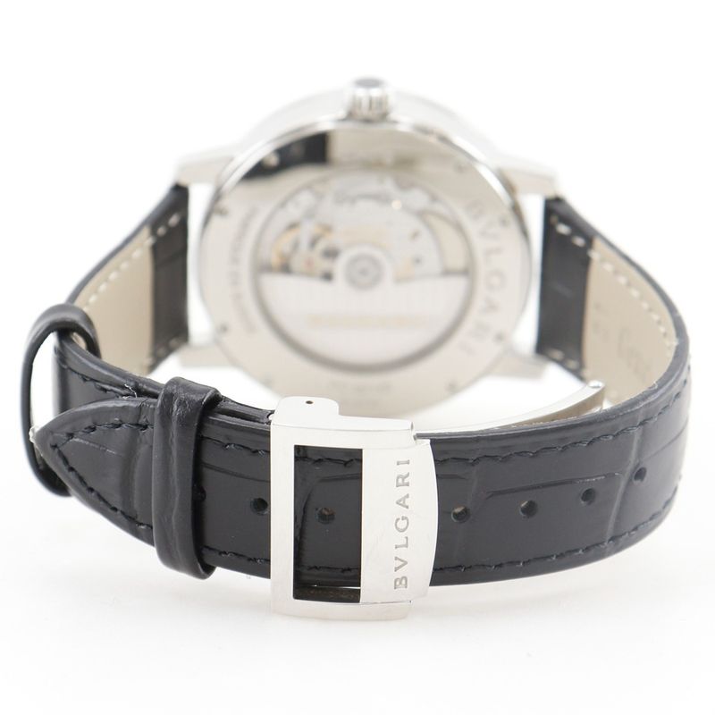 Bvlgari Stainless Steel Leather Automatic Winding Analog