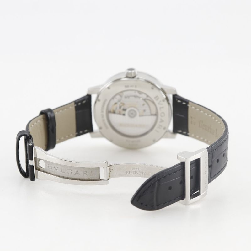 Bvlgari Stainless Steel Leather Automatic Winding Analog