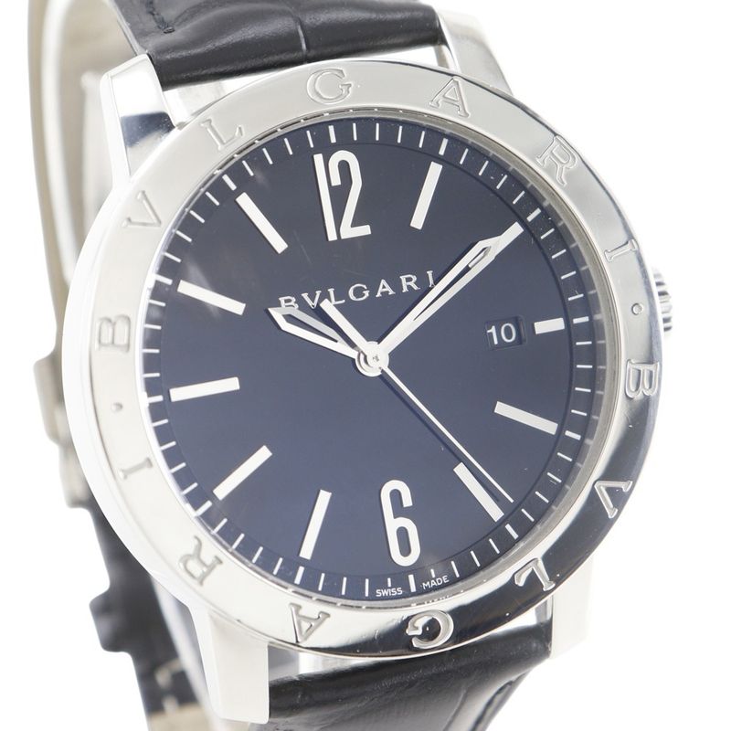 Bvlgari Stainless Steel Leather Automatic Winding Analog