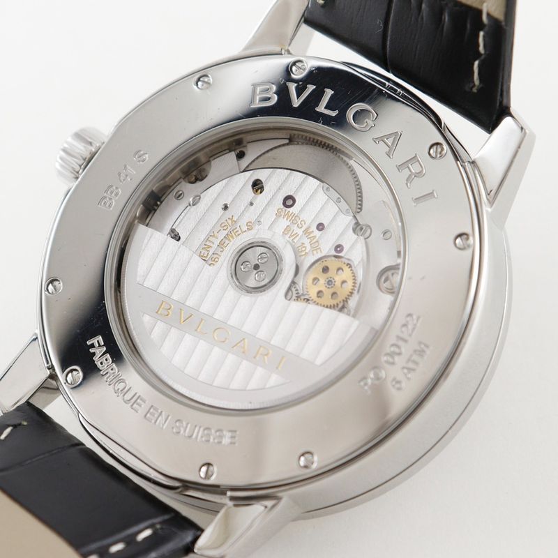 Bvlgari Stainless Steel Leather Automatic Winding Analog
