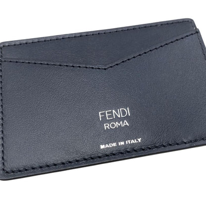 Fendi Card Case Leather Zucca Pattern FF Logo Brown Black