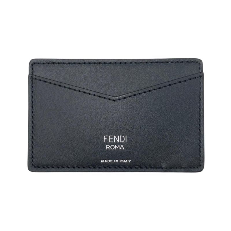 Fendi Card Case Leather Zucca Pattern FF Logo Brown Black