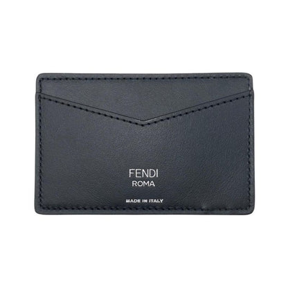 Fendi Card Case Leather Zucca Pattern FF Logo Brown Black
